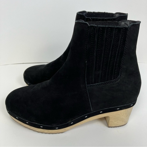 Loft Black Suede Platform Clog Boots Pull-on Fall Booties Sz 9 Like New - Picture 3 of 16